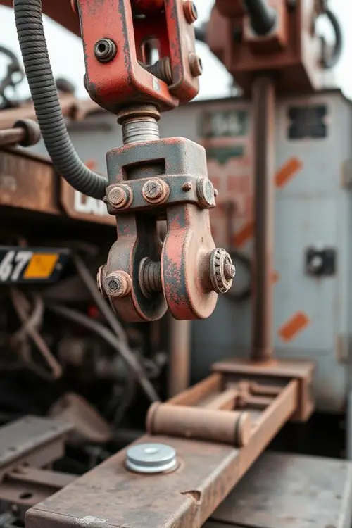 Heavy duty hydraulic arm on a junk removal truck
